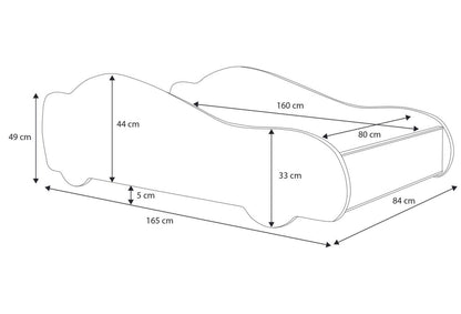 Dětská postel AUTO 160 × 80 cm – růžová – motiv růžové auto