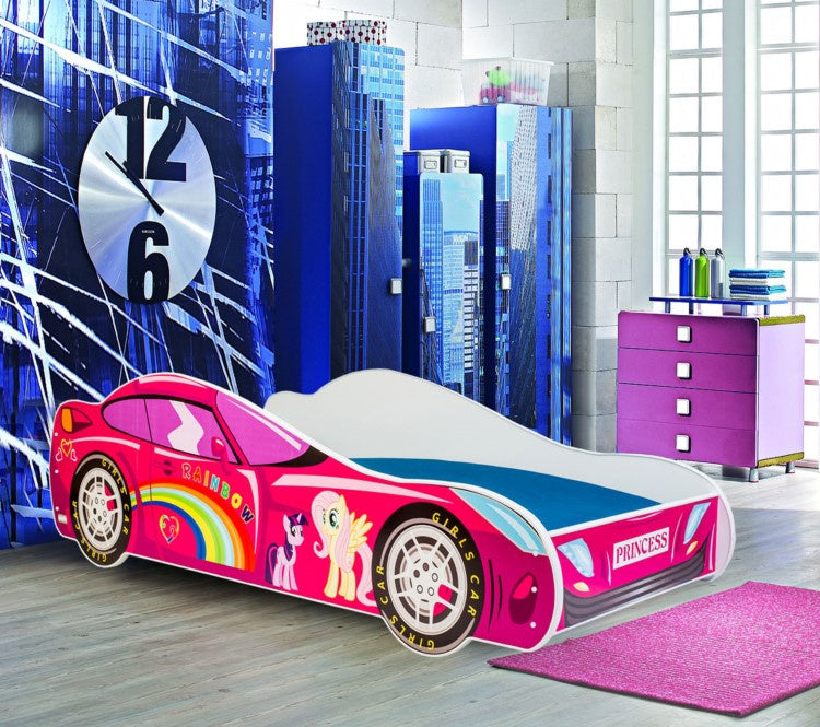 Dětská postel AUTO 140 × 70 cm – růžová