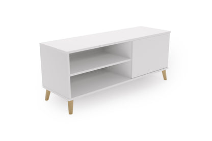 TV stolek VIVA 110 cm – bílá – dřevěné nohy