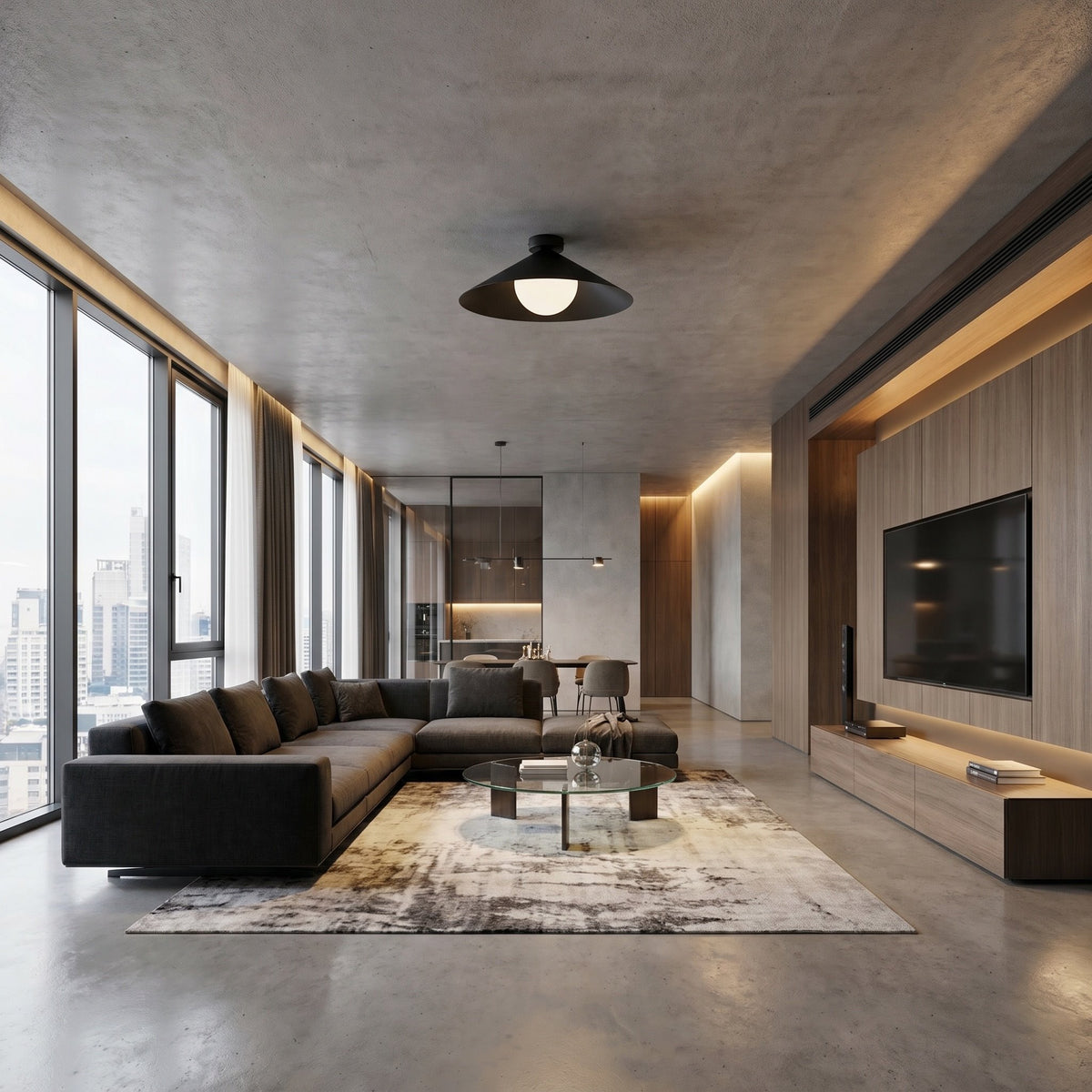 Stropní svítidlo MONO 1M – černé, opálové sklo