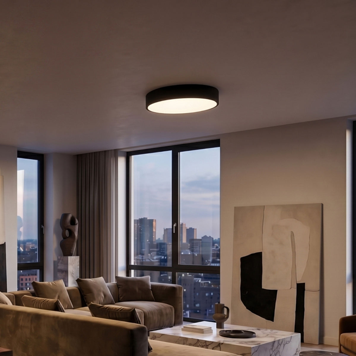 Stropní LED svítidlo MEZZO 60, černé, 60 W, teplá bílá 3000 K, stmívatelné – fotografie 5