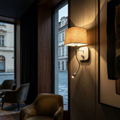 Nástěnné svítidlo PERTH s LED bodovkou, béžová/bílá/chrom, patice E14, 7 + 3 W, teplá bílá 3000 K – fotografie 5
