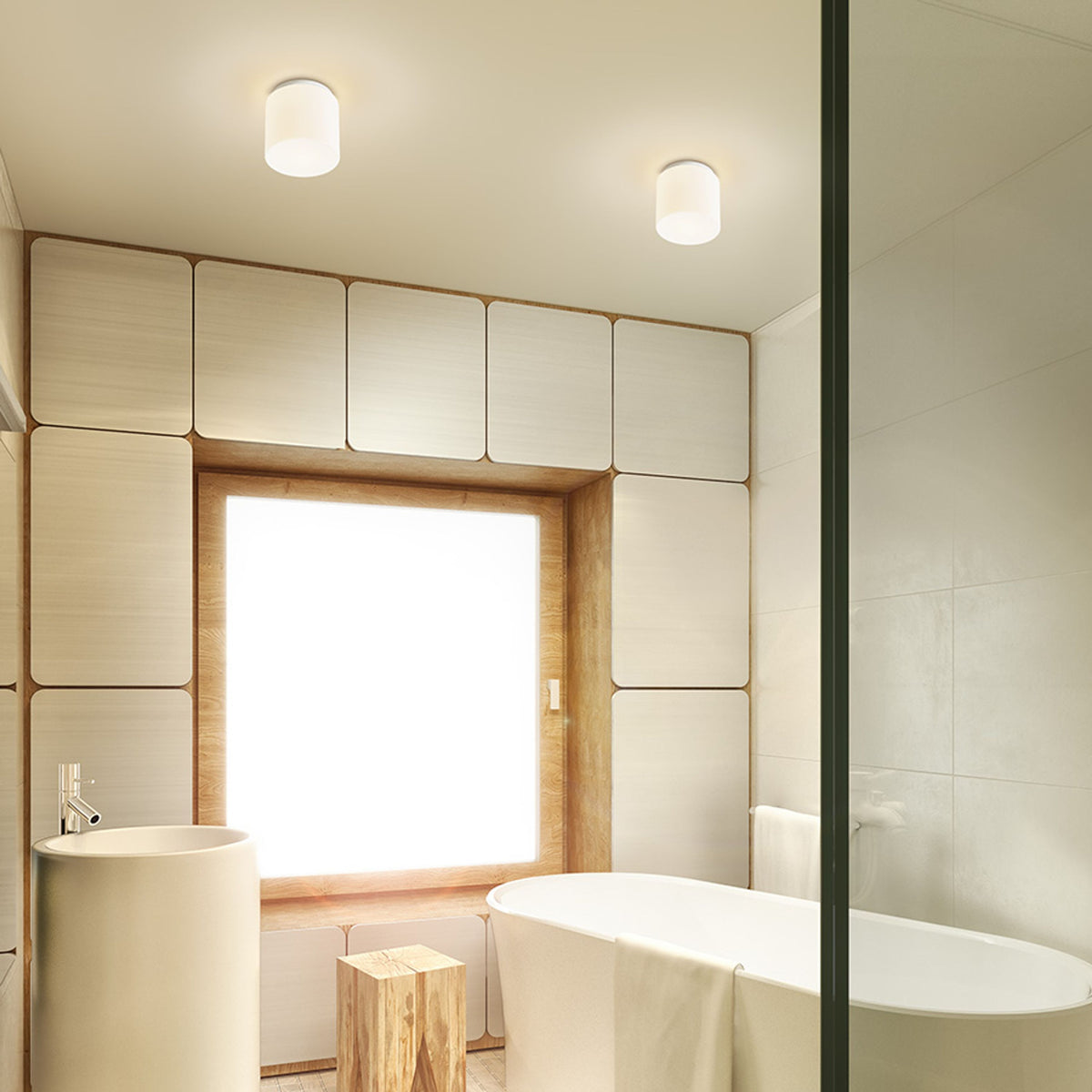 Koupelnové stropní svítidlo ARANA R 17, opálové sklo/chrom, patice E27, 11 W, IP44 – fotografie 5