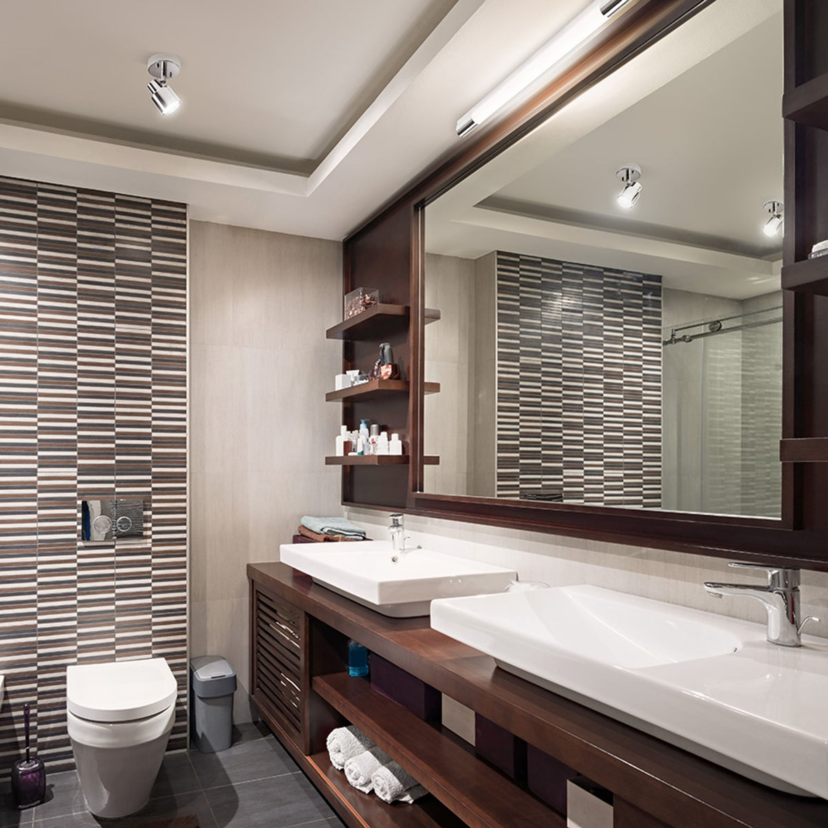 Koupelnové nástěnné svítidlo VALTO I, chrom, patice GU10, 5 W, IP44 – fotografie 6