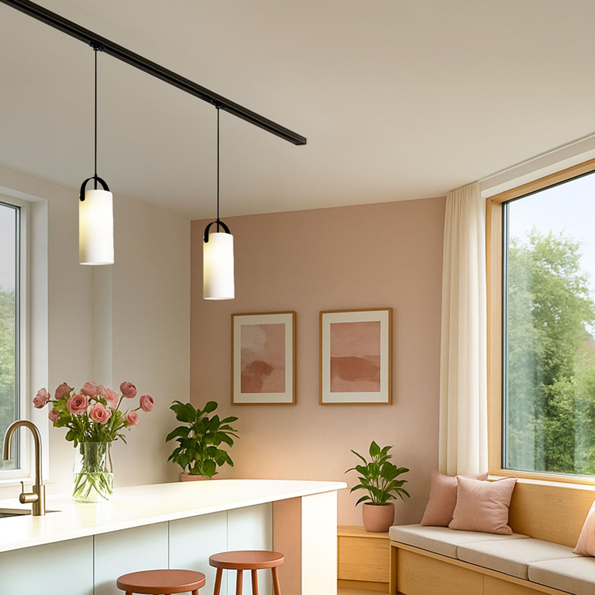 Lištové svítidlo JULIETTA 31 pro tříokruhovou lištu, opálové sklo/černá, patice E27, 15 W – fotografie 4