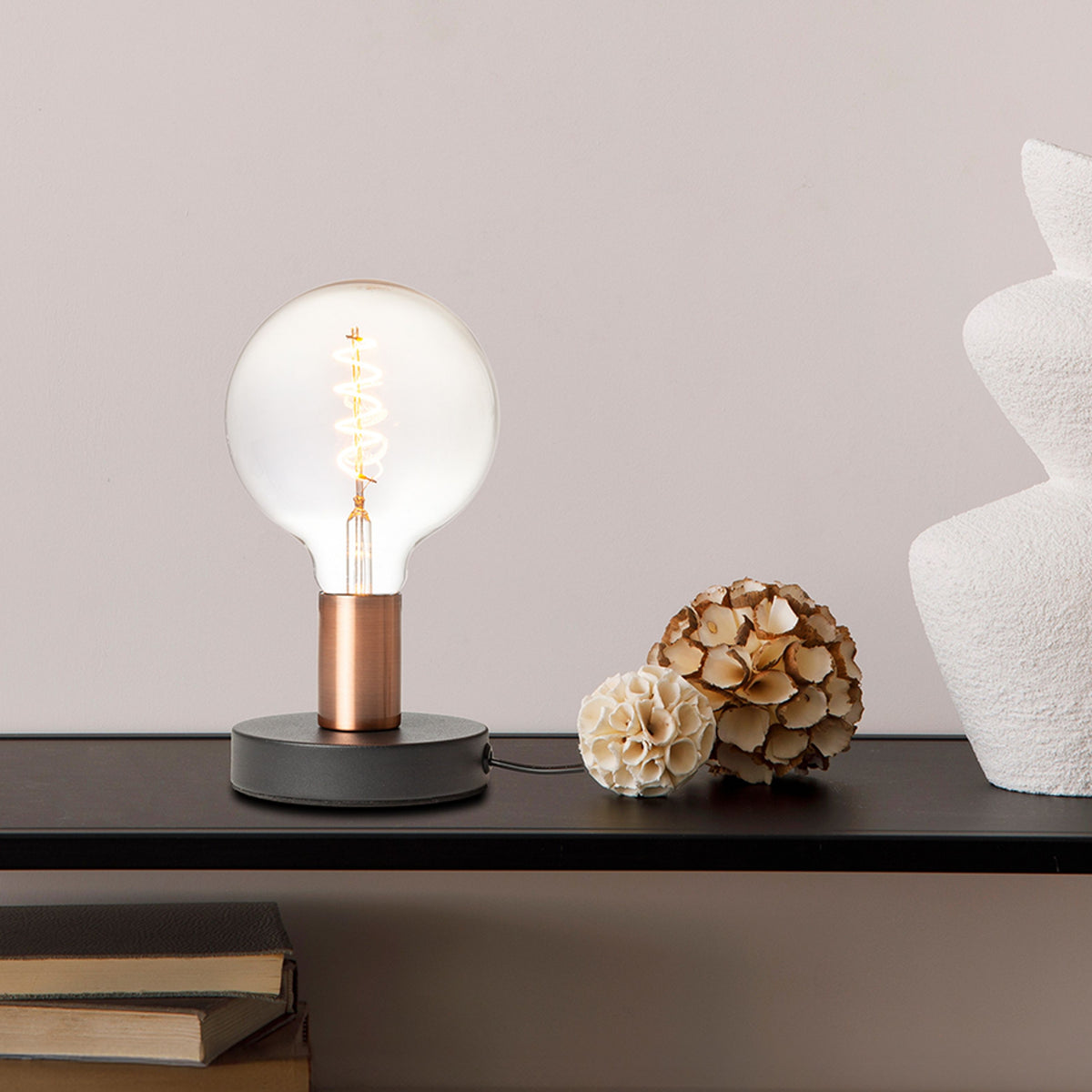 Stolní lampa ALGOT, černá/česaná měď, patice E27, 15 W – fotografie 5