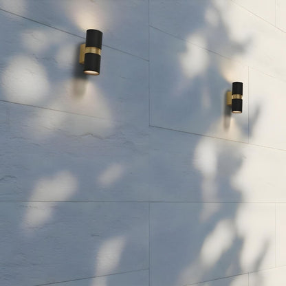Venkovní nástěnné svítidlo MANO, černá/česaná mosaz, patice GU10, 2× 8 W, IP54 – fotografie 4
