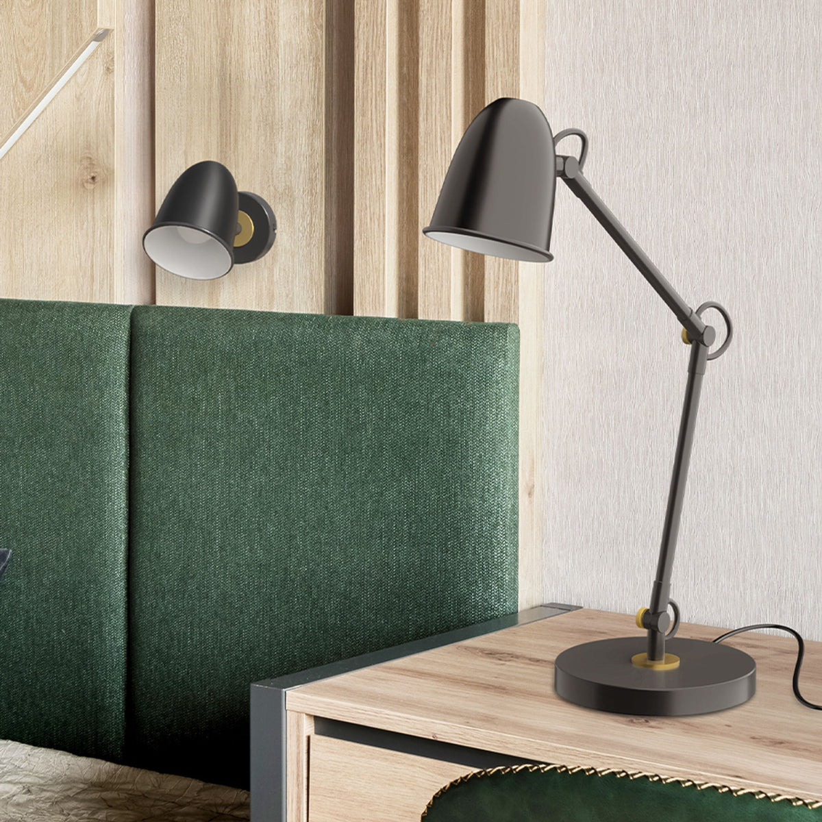 Stolní lampa DANNY, černá mosaz, patice E14, 5 W – fotografie 8