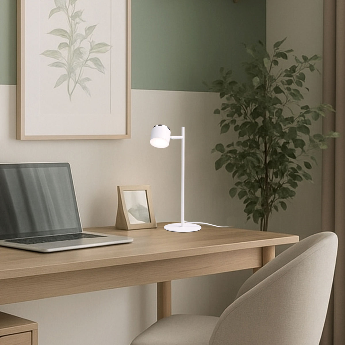 Stolní lampa NOVA, bílá/chrom/mléčný akryl, 4.2 W, teplá bílá 3000 K – fotografie 7
