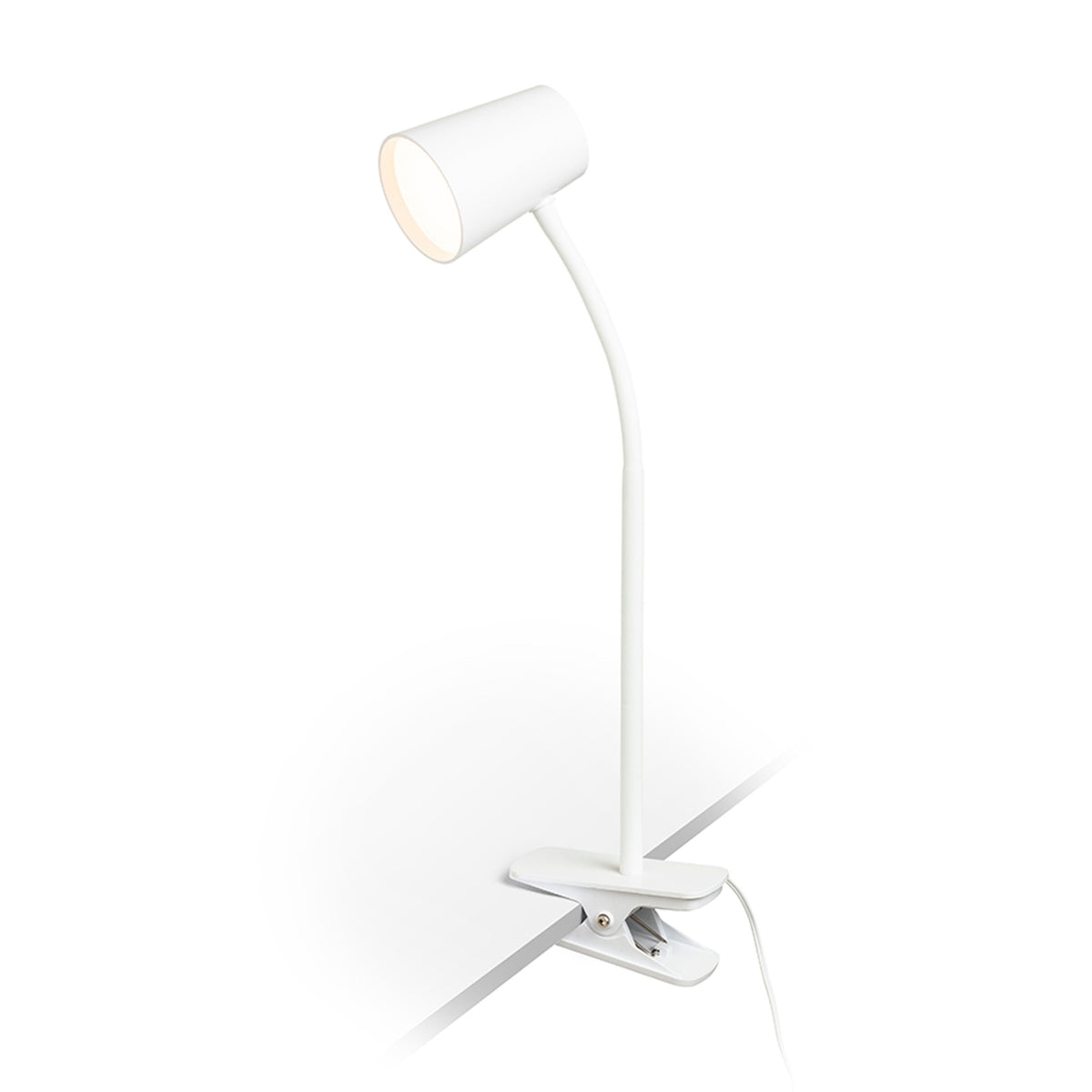 Stolní lampa VERINA na klipu, bílá, 4.5 W, teplá bílá 3000 K, stmívatelná – fotografie 4