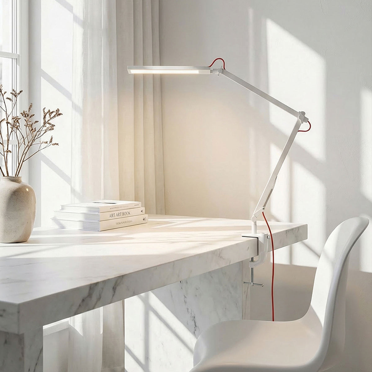 Stolní lampa EMA ke stolu, úchyt/bílá – fotografie 5