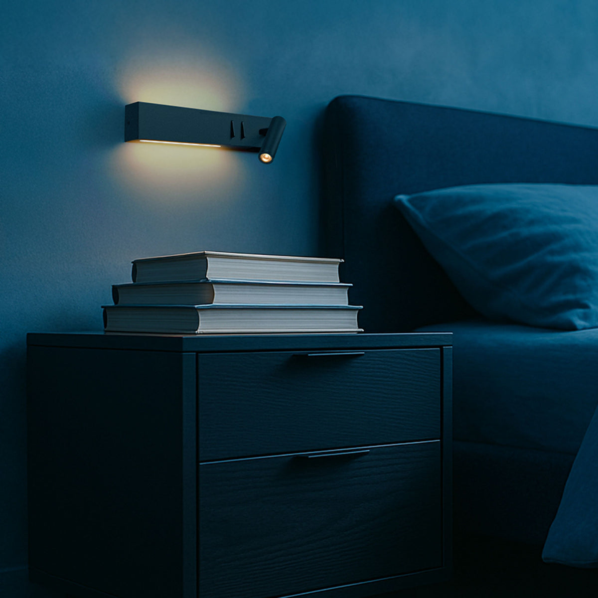Nástěnné LED svítidlo ODEON s podsvícením, černé, 8 + 3 W, teplá bílá 3000 K – fotografie 8