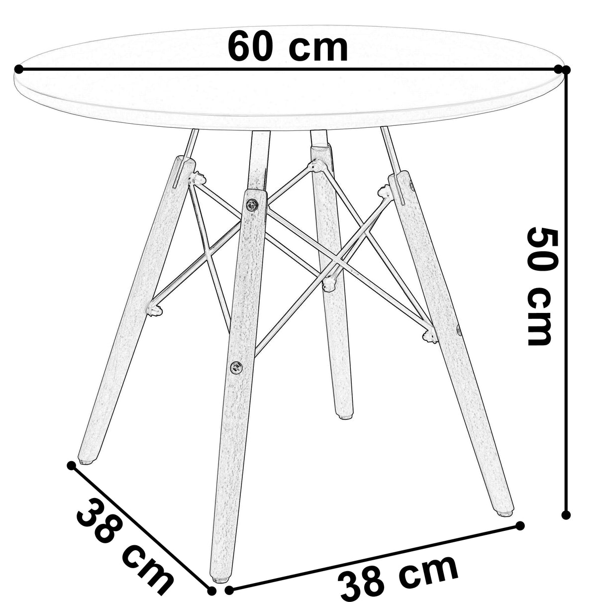 Kulatý stolek PARIS DTW 60 cm bílý