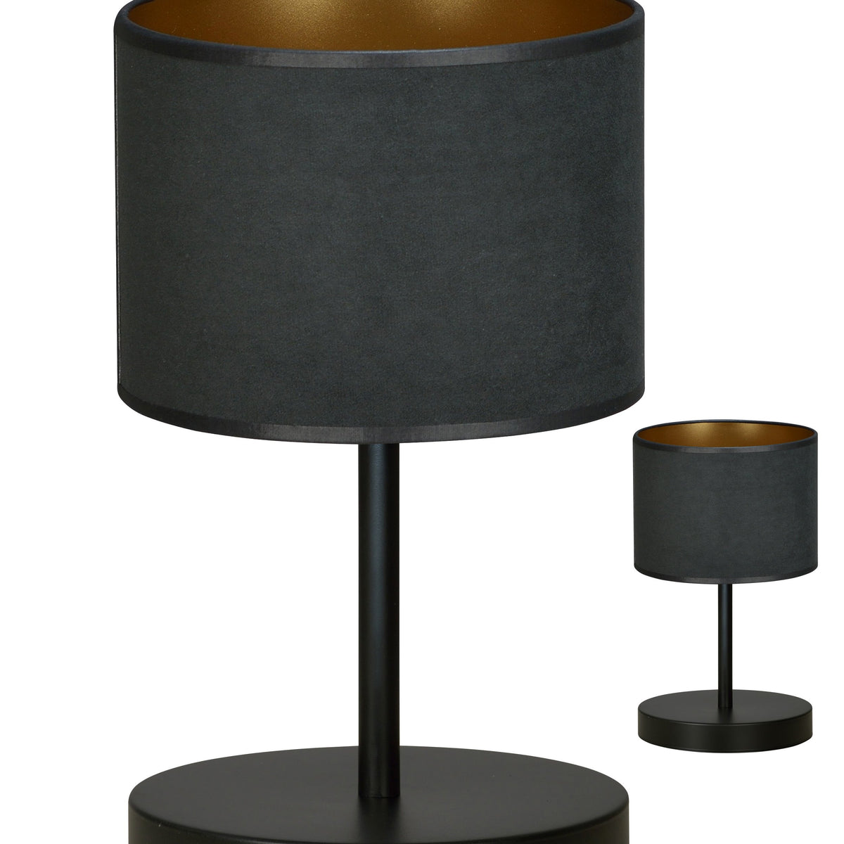 Stolní lampa HILDE LN1 – černá, černé textilní stínidlo