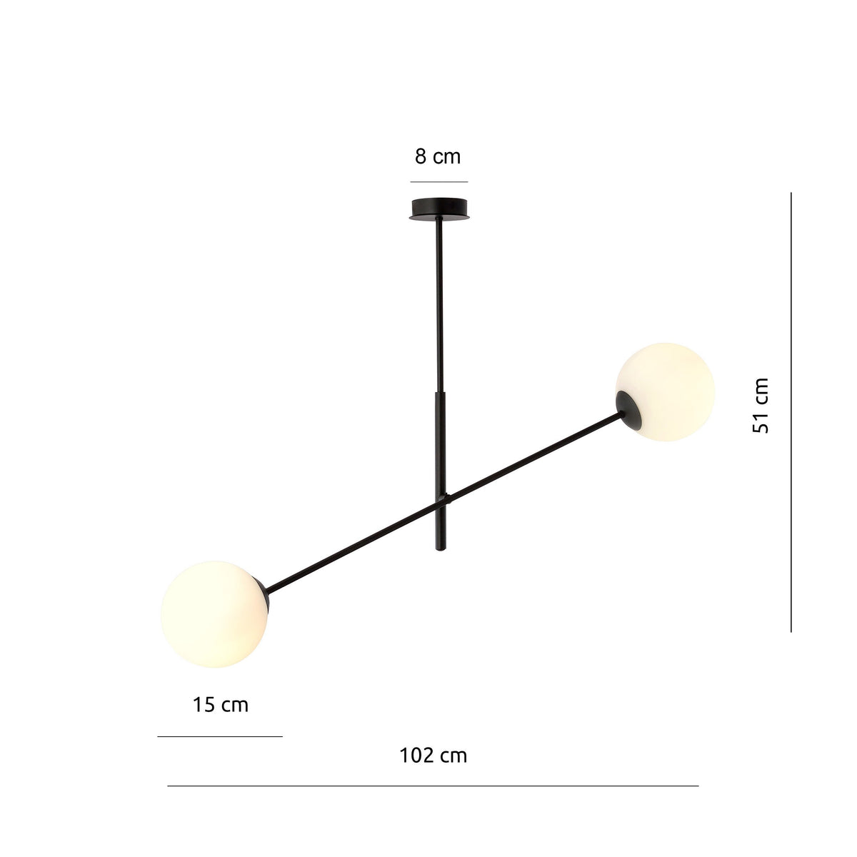 Závěsné svítidlo LINEAR 2 – černé, opálové sklo
