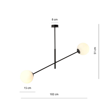 Závěsné svítidlo LINEAR 2 – černé, opálové sklo
