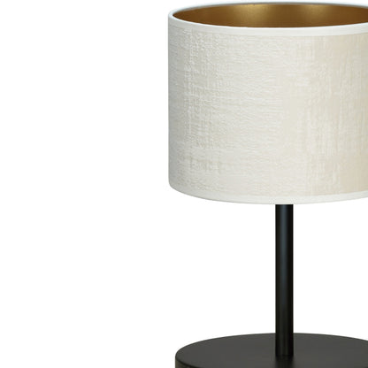Stolní lampa HILDE LN1 – černá, bílé textilní stínidlo