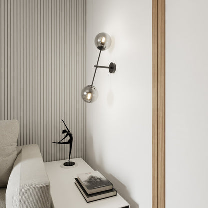 Nástěnné svítidlo LINEAR K2 – černé, grafitové sklo
