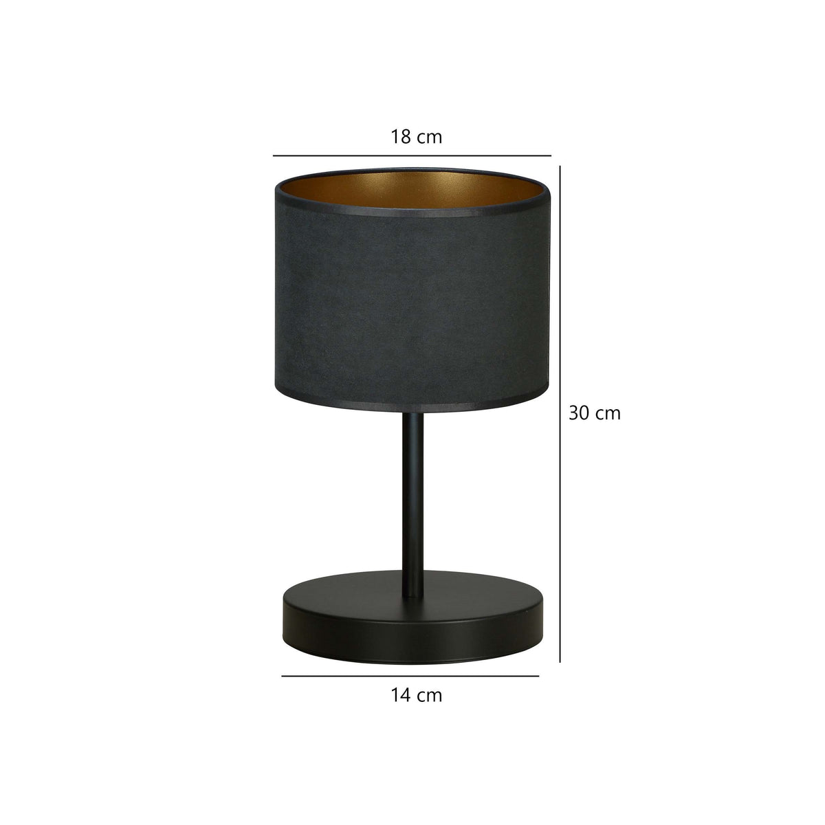 Stolní lampa HILDE LN1 – černá, černé textilní stínidlo