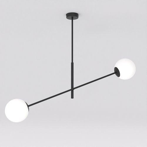 Závěsné svítidlo LINEAR 2 – černé, opálové sklo
