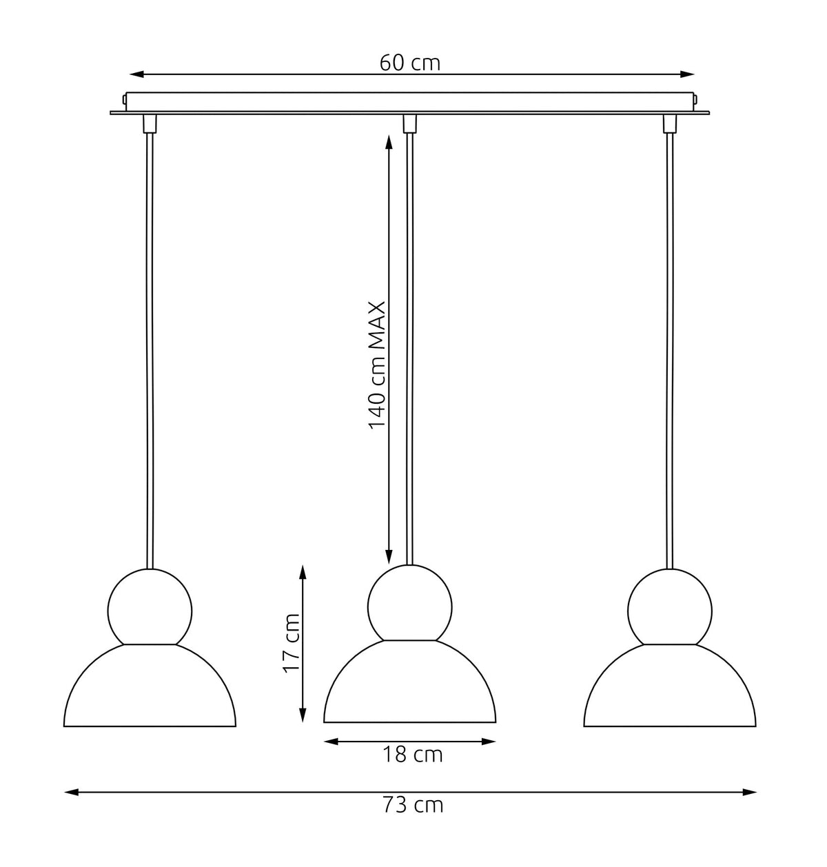 Závěsné svítidlo KAKI 3 – černé