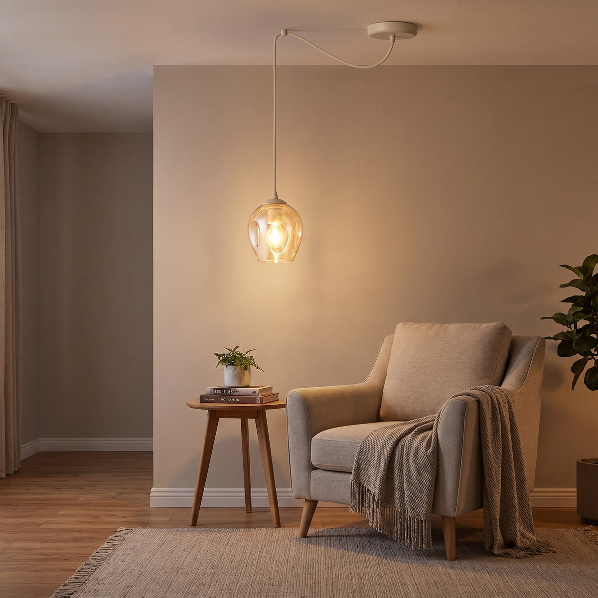 Závěsné svítidlo LEVEL 1 – v odstínu moka, jantarové sklo