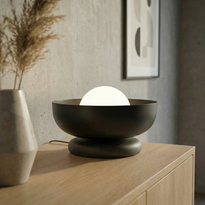 Stolní lampa OZZY LN1 – černá, bílé sklo